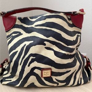 Dooney & Bourke Zebra Print Shoulder Bag - Black, Cream, and Red